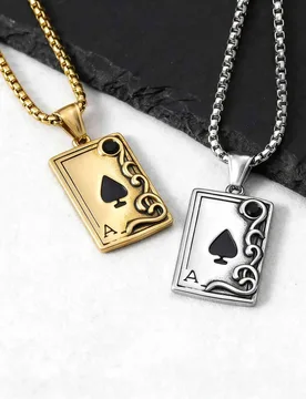 Gothic Playing Card Necklace for Men Boys,Stainless Steel Spade A Pendant Necklace,Vinatage Jewelry Gift - Aliexpress - FashionsVida