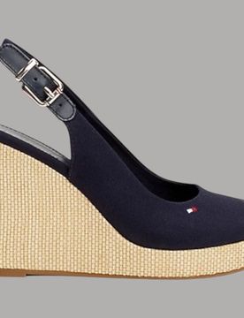 Sandali Elena Sling zeppe alte suola in poliestere riciclato blu
