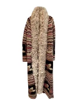 Printed Fur Trimmed Longline Cardigan - Chanel - FashionsVida