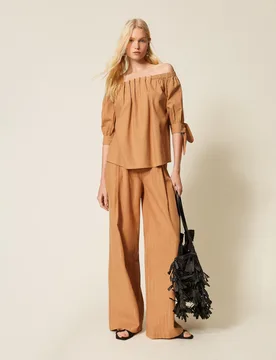 Pantalon ample à rayures lurex - TWINSET - FashionsVida