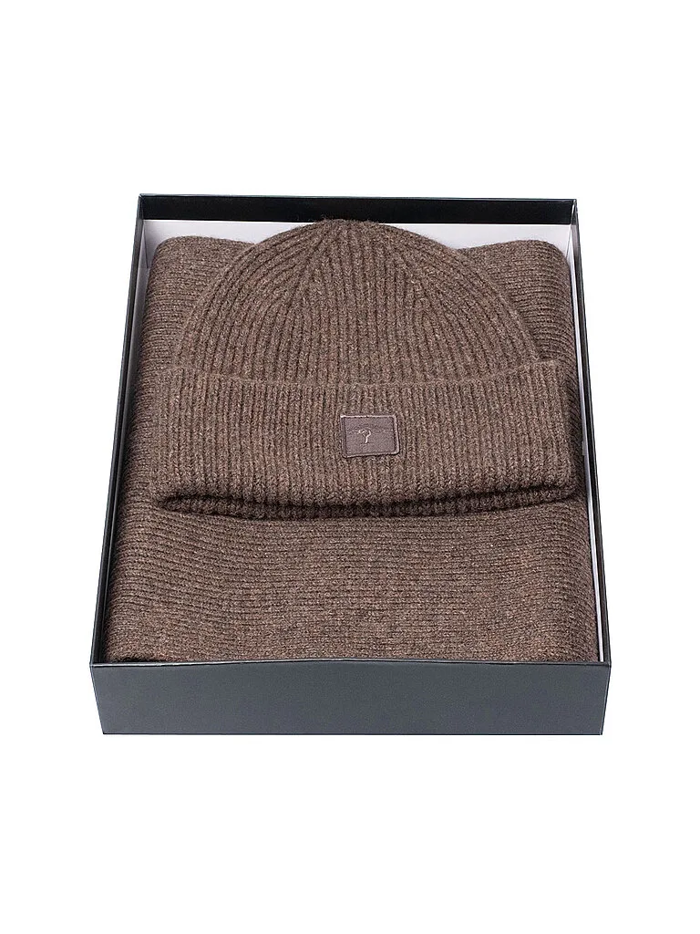 Set de 2 piezas gorro y bufanda marrón - Fynch-Hatton - FashionsVida