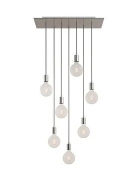 Cables Suspension Luminaire Rectangular Rose-one Xxl 7 Falls With Bulbs Satin Steel One Size - Creative - FashionsVida