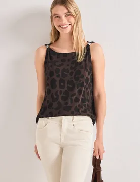 Top mit U-Boot-Ausschnitt und Schulterdetail female Braun - Street One - FashionsVida