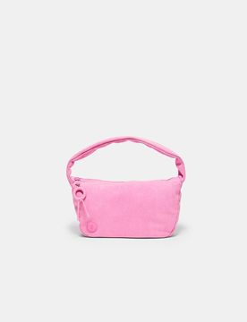 Schultertasche aus Stoff Kaugummirosa OS