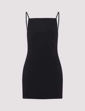 Sliced Mini Dress in Crepe Cady
