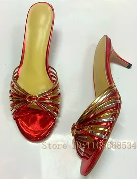 Shiny Metallic Crisscross Thin Strap Stiletto Mules Women Peep Toe Backless High Heel Slippers Summer Fashion Party Daily Shoes - Aliexpress - FashionsVida