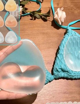 Par de almohadillas de silicona reutilizables: levantamiento invisible push-up para pechos pequeños. Acolchado suave y grueso para trajes de baño, b