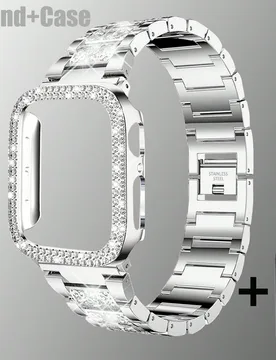 Compatible con correas y fundas para Apple Watch de 38/40/41/42/44/45/46/49mm, con una elegante correa de metal con incrustaciones de rhinestones bril - Shein - FashionsVida