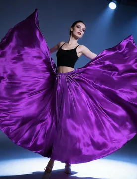 Vestido de baile largo y de moda, hecho de fibra de poliéster, falda de ballet de satén para mujer, adecuado para danza del vientre, danza, danza fl - Shein - FashionsVida