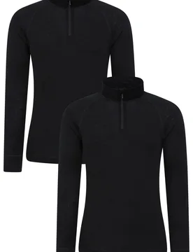 Merino Mens Base Layer Top 2-Pack - Black - Black - Size: 3XL - Mountain Warehouse - FashionsVida