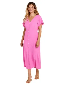 Vestito Midi A Maniche Corte Molokaï Super Pink XL