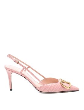 Décolleté slingback in pelle con firma Vlogo