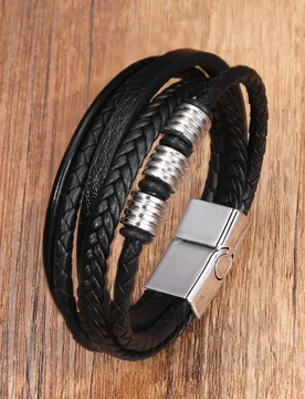 Classic Men's Stainless Steel Magnetic Buckle Leather Bracelet Men's Jewelry Charm Braided Rope Chain Wholesale Direct Sales - Aliexpress - FashionsVida