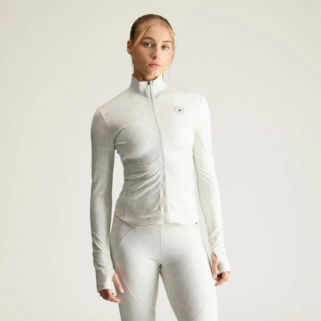 Training Midlayer Printed Jacket by Stella McCartney L Beige / Orbit Grey - Adidas - FashionsVida