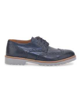 Scarpe Stringate Blu Vera Pelle 596 43