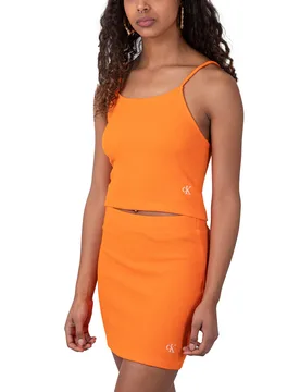 Slub Rib Strappy Top Vibrant Orange M Damen - Calvin Klein - FashionsVida