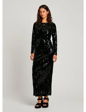 Vestito Lungo A Maniche Lunghe Anastasia Black XS