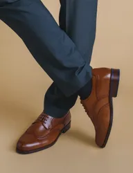 Wide Fit Leather Brogues Tan male