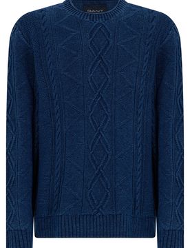 Cable Knit Cotton Crew Neck Sweater