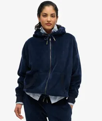 Superdry Damen Velours-kapuzenjacke Marineblau - Größe: 40