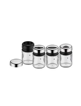 Depot Juego de esparcidores 4 piezas 9,5 cm Vidrio/Cromargan transparente