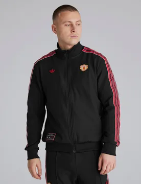 Manchester United x Mens Terrace Icons Track Top Black 2XL - Adidas - FashionsVida
