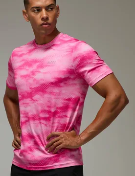 Herren Herren Active Abstrakte Wolken Normal Geschnittenes T-Shirt Pink Größe XS - boohooMAN - FashionsVida