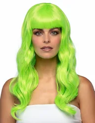 Wellige Langhaarperücke für Damen grün - female
