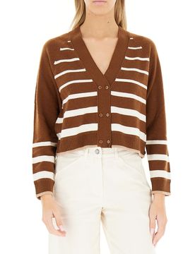 Cardigan scollo a V MARRONE M