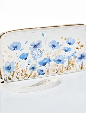 Breitgeldbörse "Blaue Blumen" mit RFID-Schutz - 3Pagen - FashionsVida