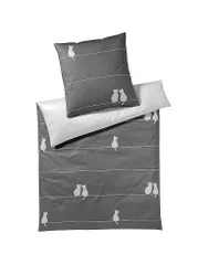 Satin Bettwäsche YOU & ME 70x90/140x200cm Schwarz schwarz baby