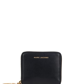 Compact Leather Wallet with Keychain, Zip Closure, 11cm