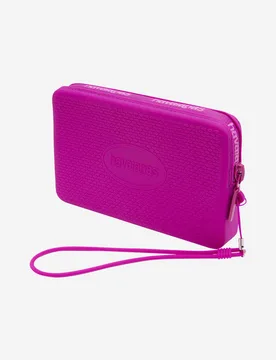 Mini Bag Logo fucsia in silicone con chiusura zip e passamano abbinato - Havaianas - FashionsVida