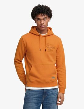 Superdry Herren Baumwolle Gedruckt 1954 Company Kapuzenpullover in Lockerer Passform, Orange, Größe: XXL