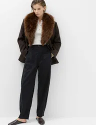 Lyocell Rich Utility Barrel Leg Trousers Black female