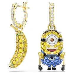 Orecchini pendenti Minions Stuart and Banana, Pavé, Mini, Multicolore, Finitura oro 18K OS