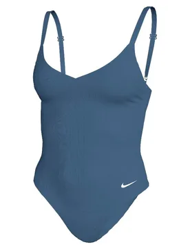 Effortless Essential V-neck Swimsuit Slate S Women - Nike Swim - FashionsVida