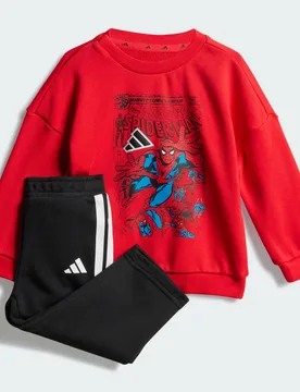 Completo felpa e pantaloni Spider Man Marvel per bambini 12-18M Pure Ruby / White - Adidas - FashionsVida
