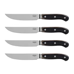 STONELINE Edelstahl Steakmesser Set 4-teilig Holzgriff