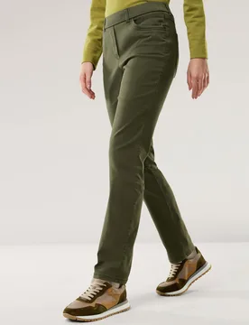 Thermo-Extraglatt Baumwollhose, Regular Fit#normale Größen#Kurzgrößen, Farbe Grün, 46, mit Thermo-Jerseyfutter mit Schmetterlings-Stickerei Damen - Walbusch - FashionsVida