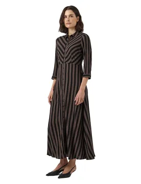 Robe Longue à Manches 3/4 Savanna Long Shirt Chocolate Brown / Black L