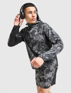Mens Giacca Antivento FUJITRAIL All Over Print - Nero, nero nero Uomo taglia S - Asics - FashionsVida