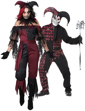 Böse Harlekins Halloween-Paarkostüm für Erwachsene schwarz-rot-weiß - BCI - FashionsVida