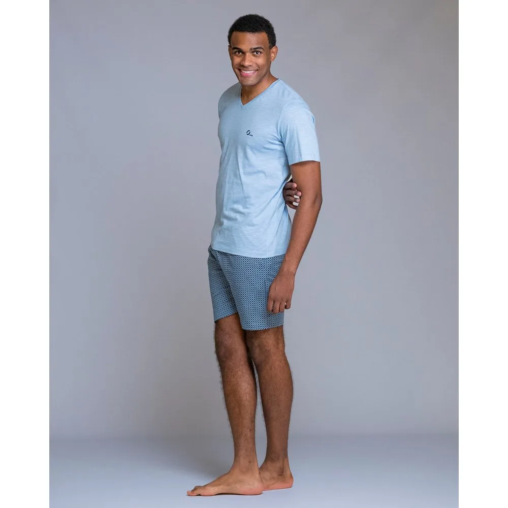 Pijama de hombre manga corta cuello pico - SOY - FashionsVida