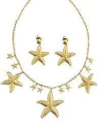 Meerjungfrau-Schmuckset für Damen Seestern Karnevals-Accessoire 2-teilig gold - female