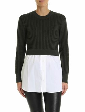 Pullover militare con inserto camicia