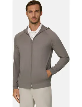 Sudadera de punto con cremallera completa y capucha merino - Boggi Milano - FashionsVida