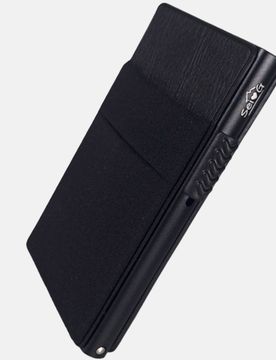 Portacarte in alluminio nero con tasca elastica