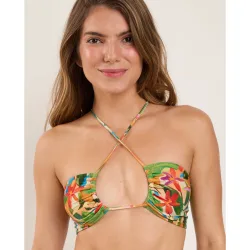 Top de bikini deportivo estampado con relleno