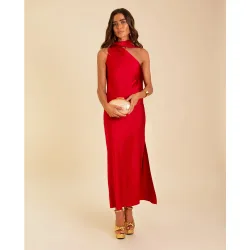 Vestido midi asimétrico con lazada